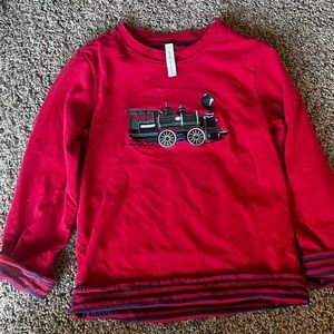 Janie and jack red train shirt, reversible size 6